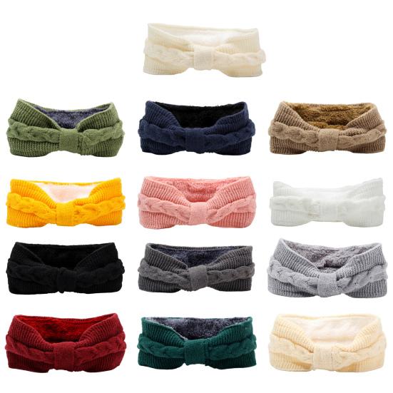 Зимняя флисовая повязка на голову, однотонная, с перекрученной текстурой, утолщенная, теплая, эластичная, удобная, вязаная, утепленная повязка на голову