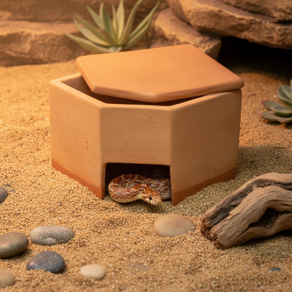 Reptile Ceramic Humidifying Hideaway Cave for Lizards, Geckos, Snakes, and Spiders Small