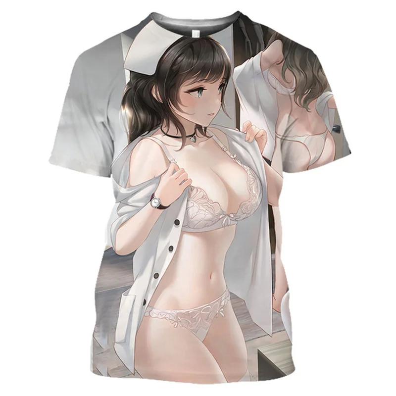 Unisex 3d Ahegao Sexy Girl Printed Manga Bikini Exposed Loli Tee Shirts Hentai Nurse Doctor Anime T Shirt For Harajuku Fashion Tops