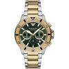 Мужской кварцевый хронограф с датой Diver Green, двухцветный металл AR11586