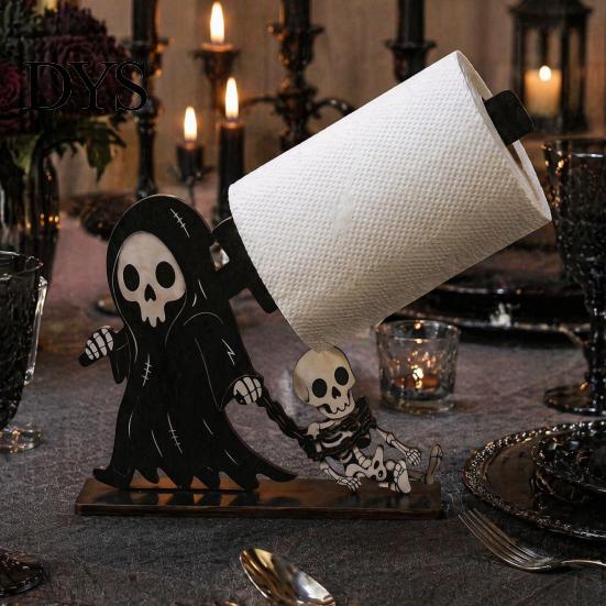 Орнамент Череп Скелет Хэллоуин Деревянный Держатель для салфеток, Диспенсер для салфеток в виде Призрака Тыквы Кошки Летучей мыши, Водонепроницаемая Подставка Настольный Органайзер Декор для