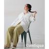 [antiqua] [Antica] quilting shirt ladies tops long sleeve PY-00796 Onesize 03 white