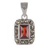 [R3120] - Серебряный кулон 'Сапфо' гранат красно-серый (родий) - 11x9 мм