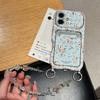 KEYSION Женский Девичий Чехол для Телефона с Цветком для iPhone 14 15 16 17 Pro Max с Карманом для Карт, Противоударная Крышка с Цепочкой-Браслетом из Бусин