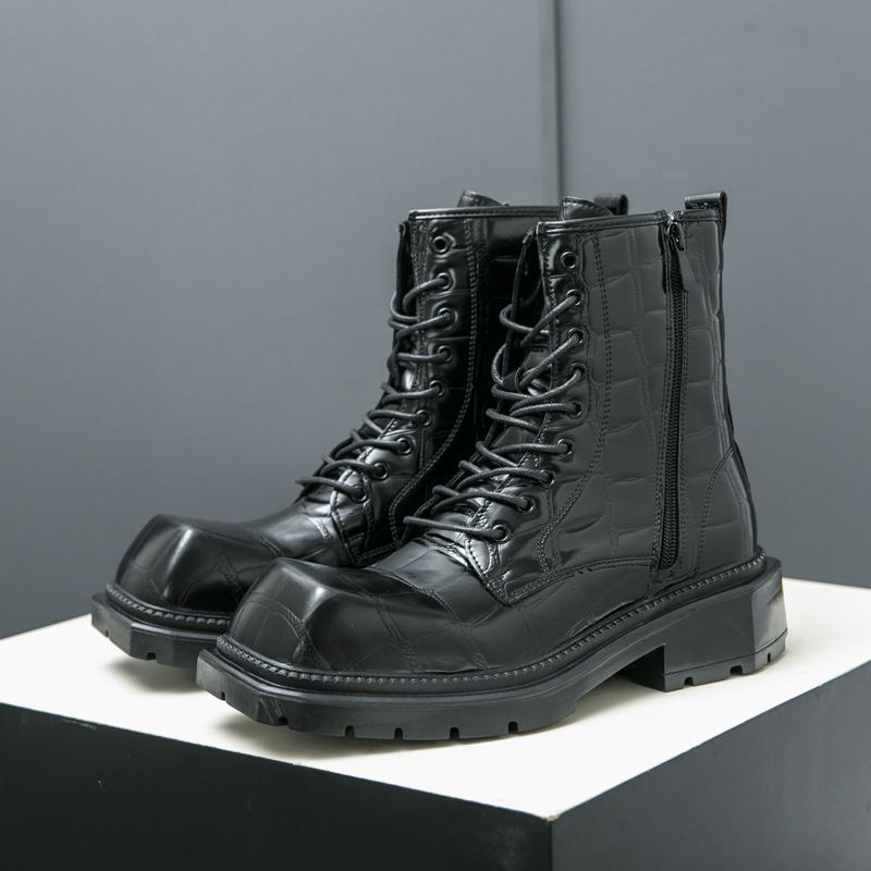 Деловые мужские кожаные ботинки челси темно-коричневые на шнуровке удобные на толстой подошве противоскользящие высокие брендовые ботинки рабочие ботинки мужские