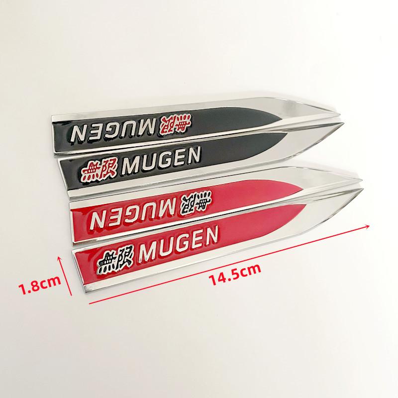 FIQ1 1Pairs 3D Metal Mugen Side Fender Emblem Badge Sticker Car Body Styling Accessories For Honda Civic Odyssey Accord CR-V FIT City