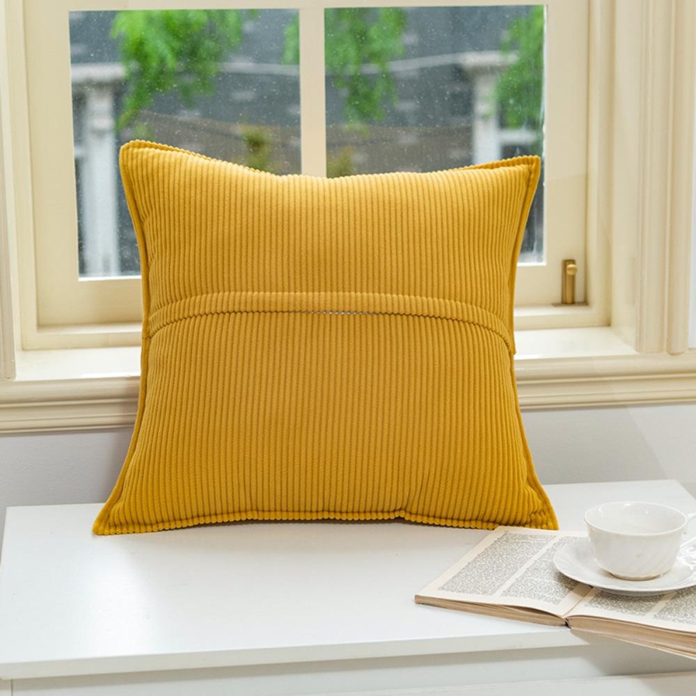 Square Corduroy Striped Throw Pillow Cover Japanese style Cushion Cover Sofa Pillowcase Couch
