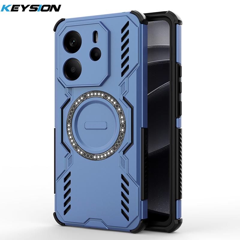 KEYSION Полый чехол с защитой от перегрева для Redmi Note 14 4G/5G - Силикон + ПК с магнитной совместимостью и защитой-подушкой безопасности