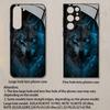 2D Синее Пламя Теневой Волк Рисунок Чехол для Телефона для Samsung S26 S25 S24 S23 S22 S21 S20 A55 A54 Закаленное Стекло Защитная Крышка