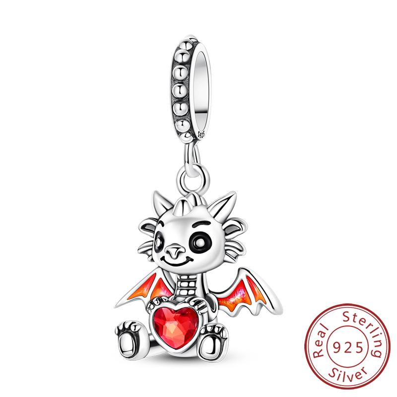 Silve Charms Бусины Кролик Робот Любовь Щенок Собака Шарм Подходит Оригинальный Браслет Бангл Подвеска Подвеска Женские Украшения Подарок