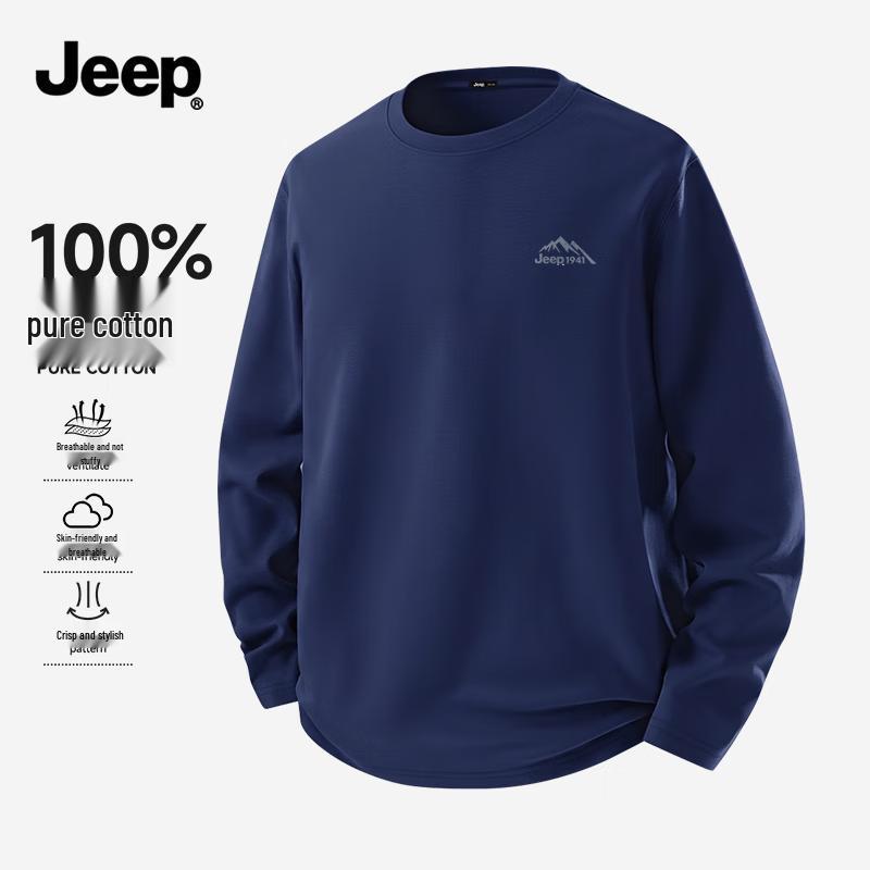 Jeep Мужская футболка из плотного хлопка с длинным рукавом