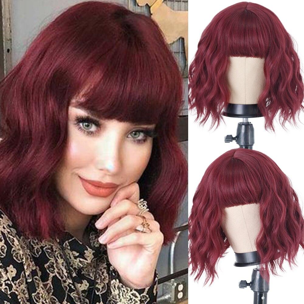 MISS WIG Женская мода Короткий волнистый парик с челкой Синтетическое волокно Чистый белый волнистый парик Косплей Одежда для вечеринок на Хэллоуин