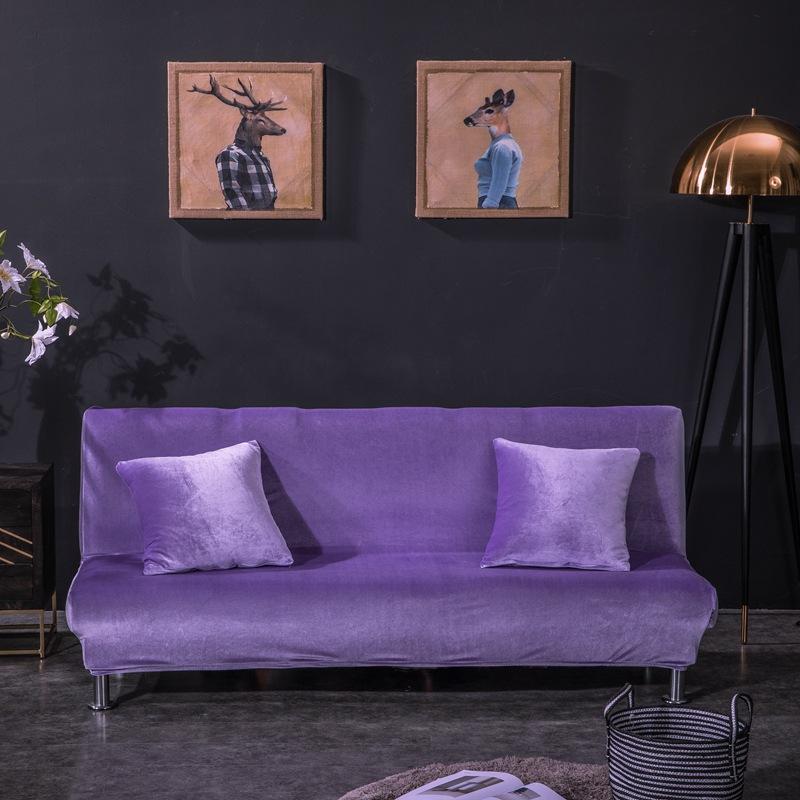 Futon Slipcover Armless Folding Sofa Cover Velvet Stretch Elastic Washable Couch Sofa Furniture Protector for Futon Moving Sofa Bed Without Armrests