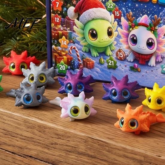 Colorful Miniatures for Kids Axolotl Advent Calendar 2026, 3D Printed Jointed Flexible Toys, 24 Days Stocking Stuffers Christmas Countdown with