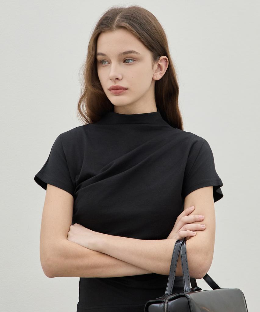 ELLIOTI Mock Neck Draped Ts_2Color