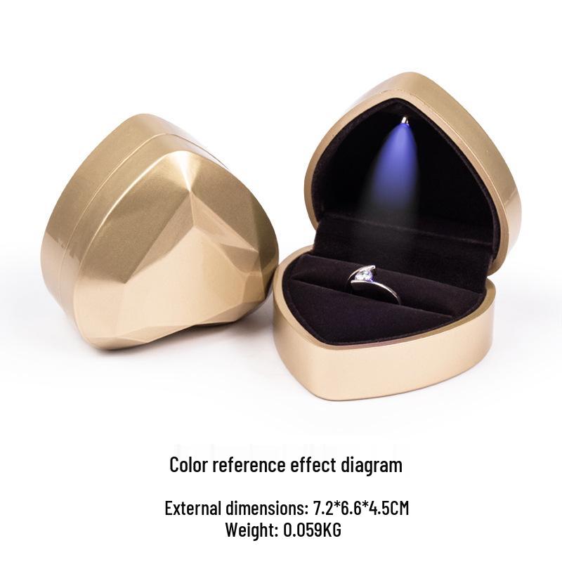 Elegant Heart-Shaped Jewelry Box with LED Light for Ring or Necklace.