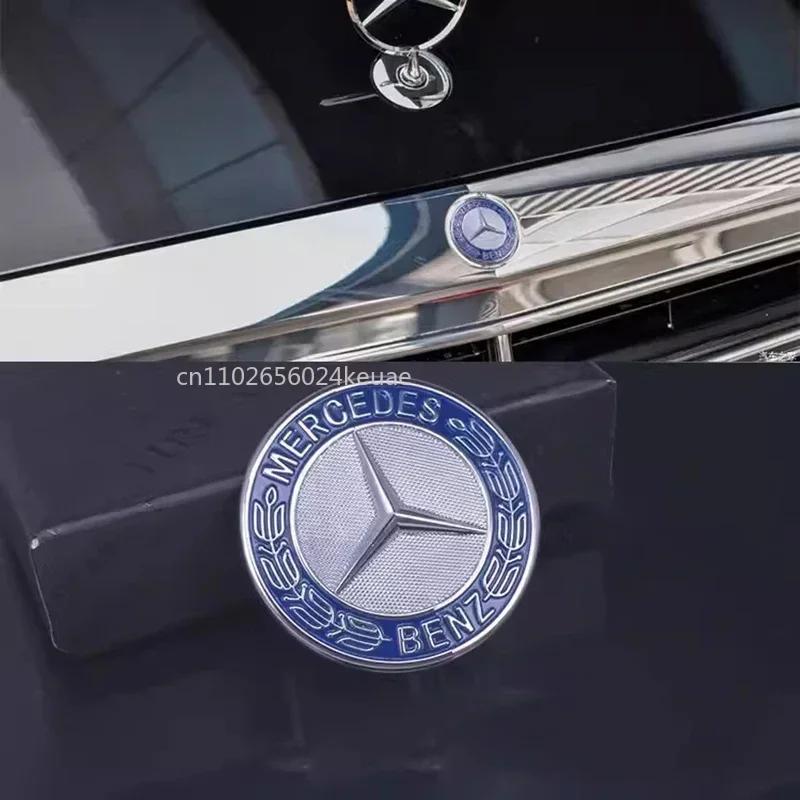 Автомобильная наклейка 3 контакта ABS Автомобильный значок Передняя верхняя решетка Кромка капота Значок на головной части капота для Mercedes Benz Новый E/S Класс Звезда Пшеница Яблоко