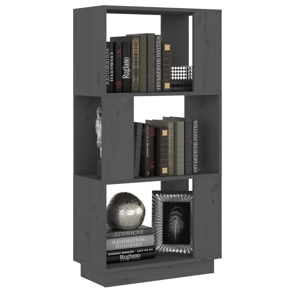 Bookshelf Room Divider Grey 51 x 25 x 101 cm Solid Pine Wood