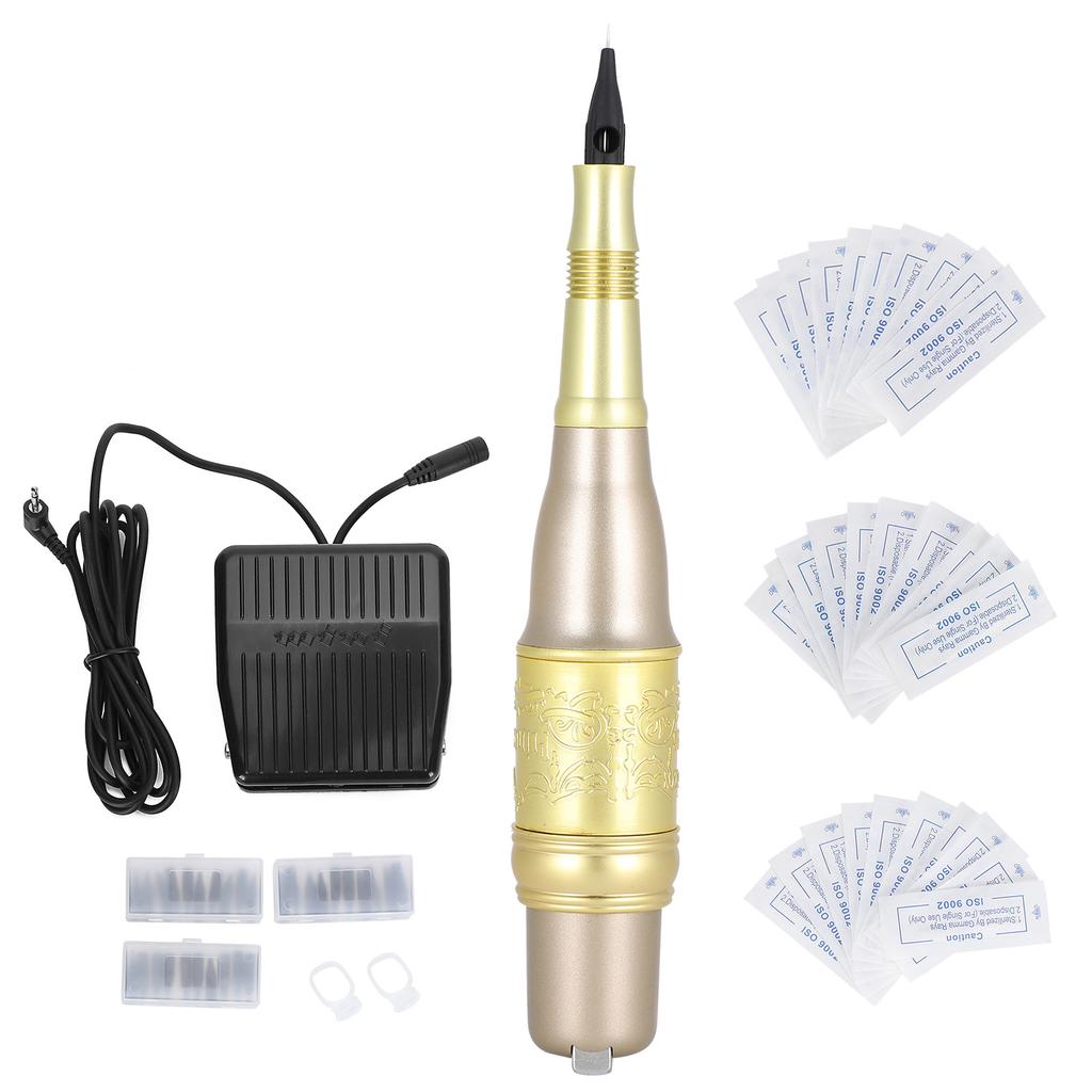 Набор машинок для татуировки Профессиональная ручка для татуировки с ножной педалью для бровей, губ, татуировок Champain