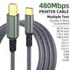LAIHONEN USB Type C на USB B Кабель для принтера Серый Плетеный Шнур для принтера-сканера Для Canon Epson HP Samsung USB-кабель для принтера