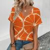 3D женская летняя модная футболка с V-образным вырезом и короткими рукавами с забавным фруктовым узором, тонкая свободная повседневная большая дышащая рубашка-пуловер