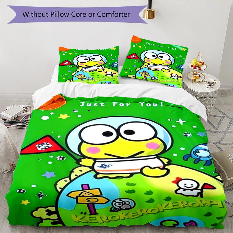 3pcs Sanrio7 Design Cover Set - HD Printed Bedding with 1 Cover and 2 Pillowcases - Perfect for Home and Dorm Decor