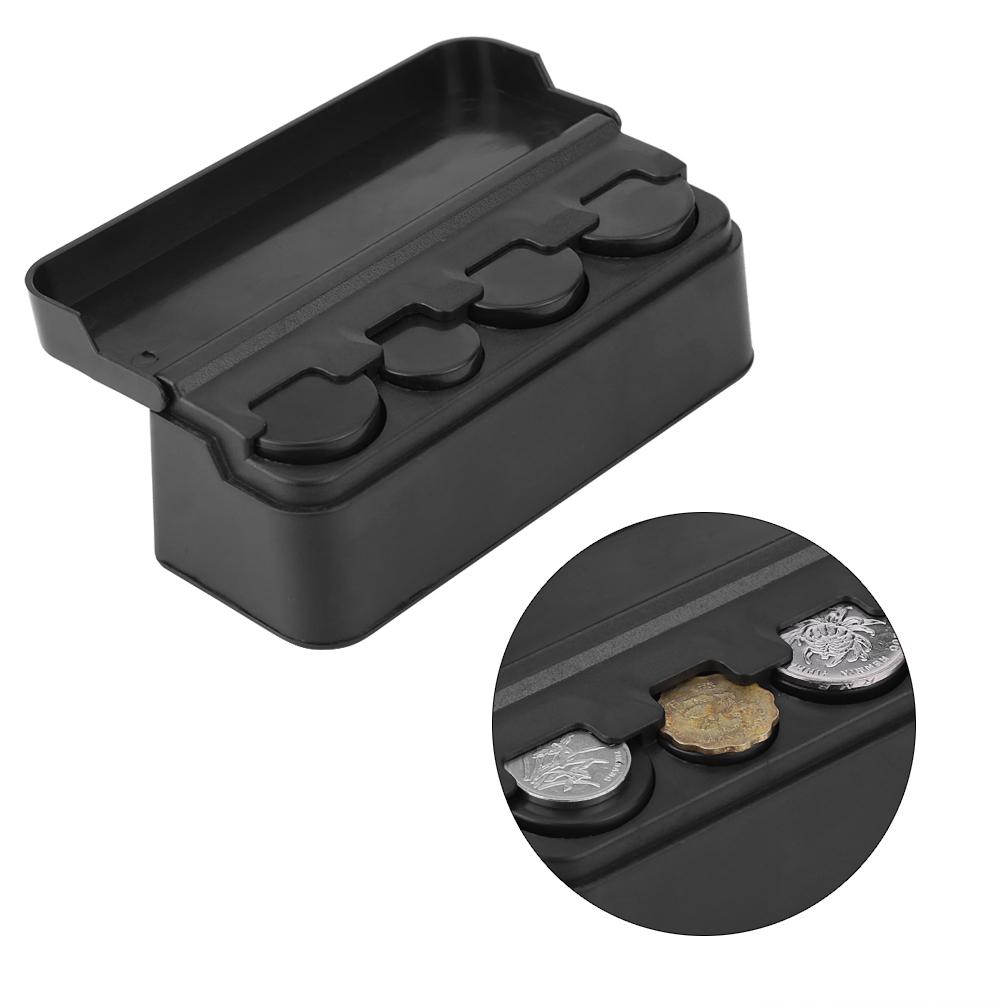 Universal Car Interior Plastic Coin Case Storage Box Holder Change Container Organizer Black