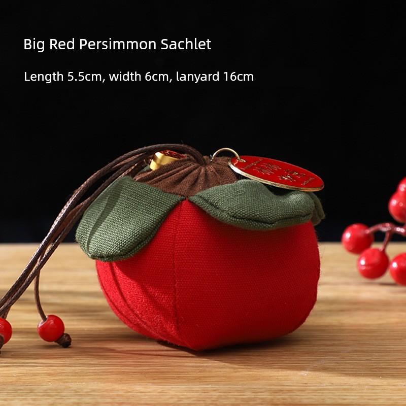 Dragon Boat Festival Argy Wormwood Sachet Perfume Bag Persimmon Finished Pendant Portable Spice Chinese Ancient Style Wardrobe Deodorant Lasting Aroma