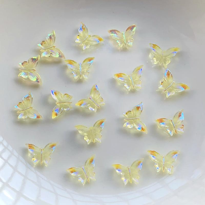 50 шт./лот AB цвет кристалл бабочка смола плоская задняя часть аксессуары для ногтей украшения для дизайна ногтей аксессуары с ювелирными изделиями «сделай сам»