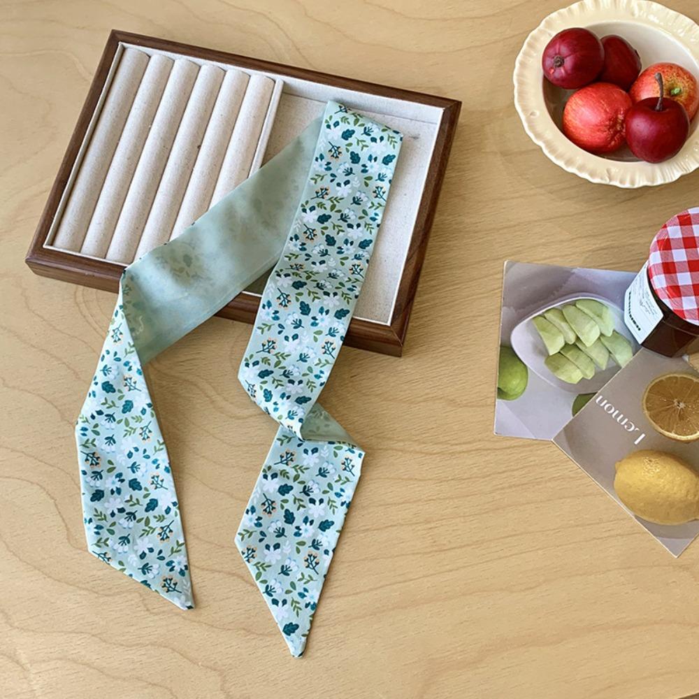 Retro Floral Scarf Ribbon Long Scarves Luxury Scarf Headband Dress Decor
