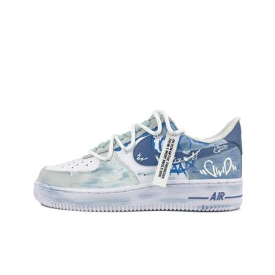 Nike Air Force 1 Нескользящие Устойчивые к истиранию Низкие Скейтбордические кроссовки Унисекс Эфирный синий CW2288-111(Команда619-)