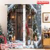 2pcs 2D Flat Printing Merry Christmas Party Curtains Winter Deer Gift Snow Polyester Fabric Without Electricity Festive Wall