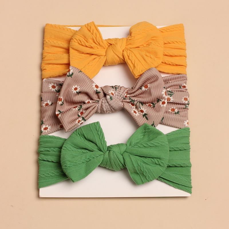 3Pcs new children's headscarf, baby cute bow headband combination, comfortable baby headband.