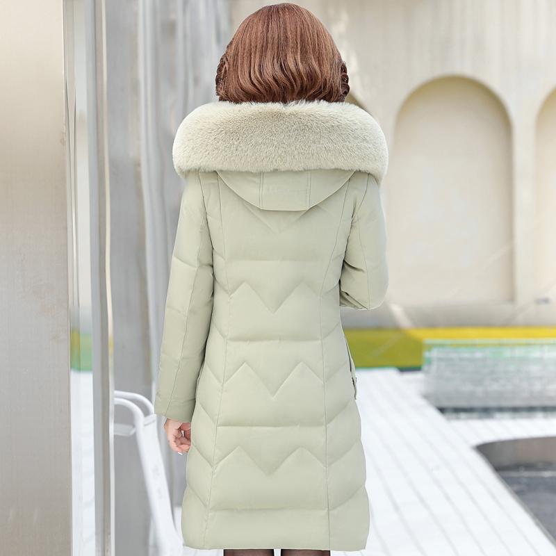 Middle-aged Women's Winter Coats New Casual Thick Warm Women's Jackets Hooded Fur Collar Long Parkas