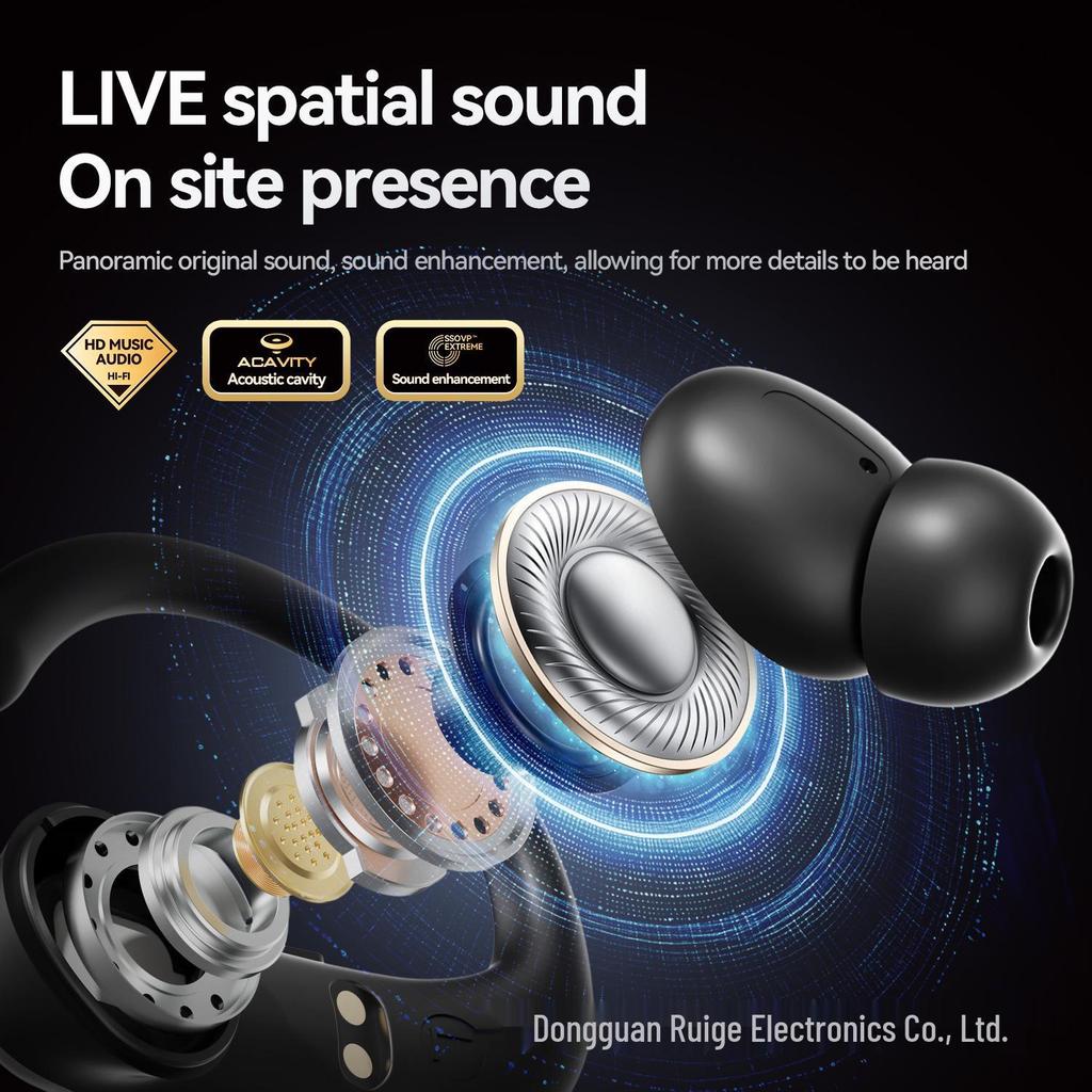 Умные Bluetooth-наушники Smart M144 с заушиной, полувкладыши, с двойным цифровым дисплеем