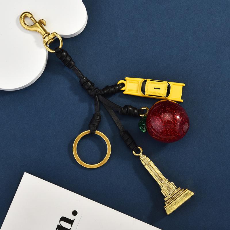 Модный брелок для ключей в виде строительной башни из фруктов для женщин, девочек, высококлассное украшение для рюкзака, изысканные аксессуары, подарки