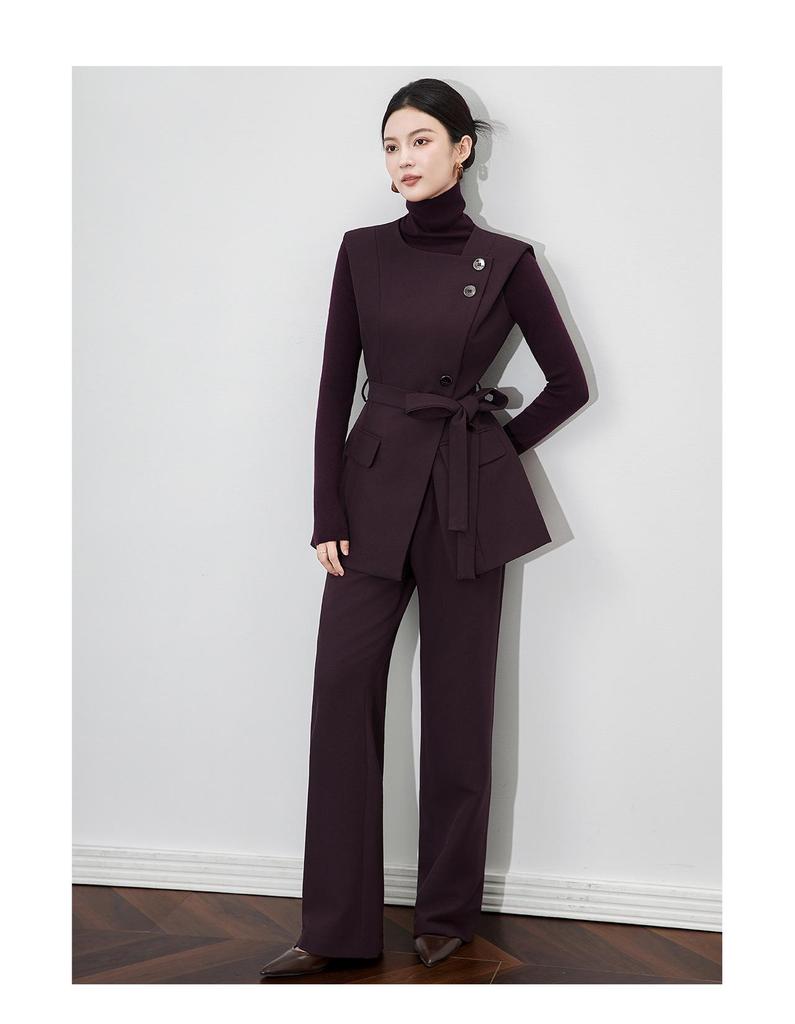 Высококачественный комплект из двух предметов в западном стиле: длинный жилет приталенного силуэта и брюки микроклеш.