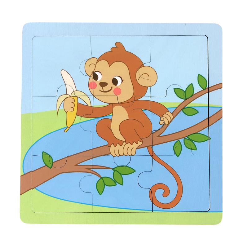 Latest 9 Piece Set Wooden Puzzle Toy Learning Cognitive Educational ideal for Toddlers Cartoon Animals Vehicles Baby Toddler Board Children Gift Idea