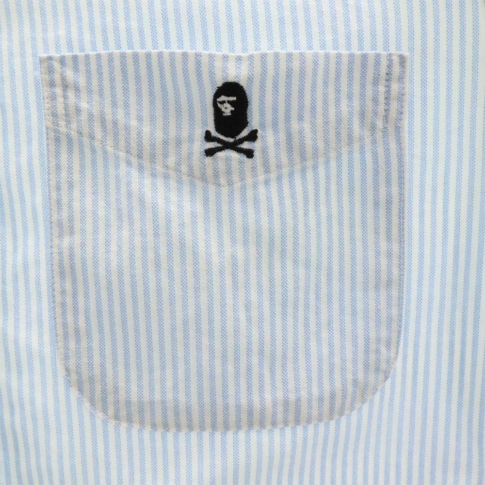 A BATHING APE stripe Long sleeve Button down shirt S Blue Men's Used