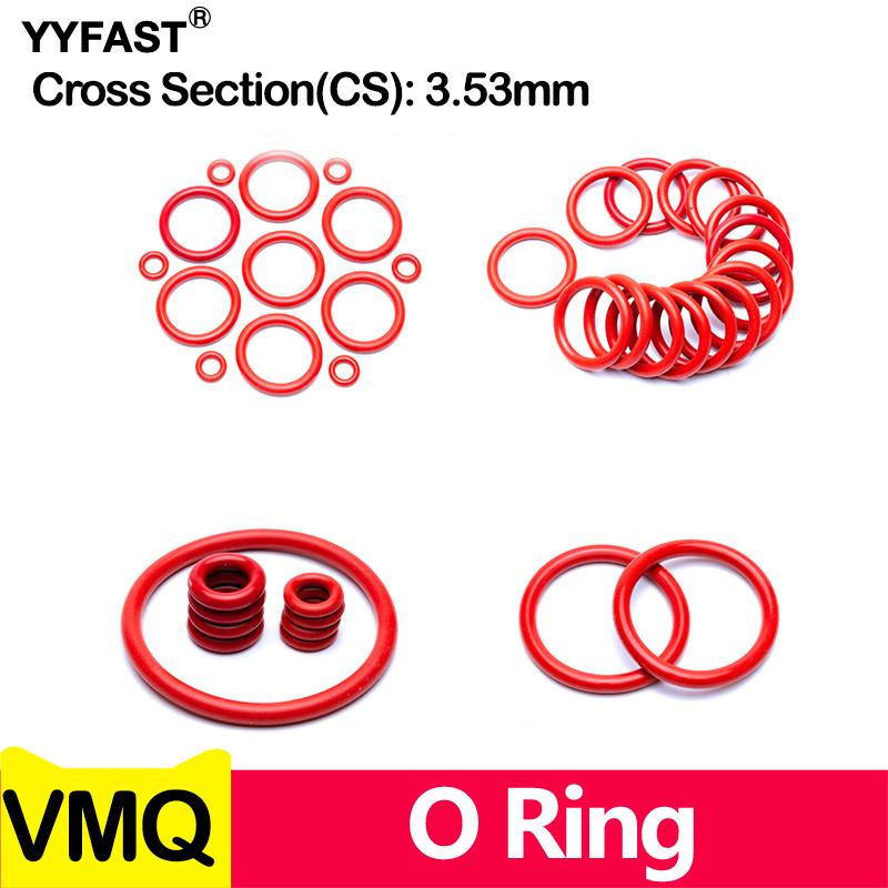 WD CS 3.53mm,IDxCS,Red Silicone Rubber O-RING VMQ Sealing Rings Repair Skeleton Oil Gasket Washer Inner Diameter4.34-380.59MM