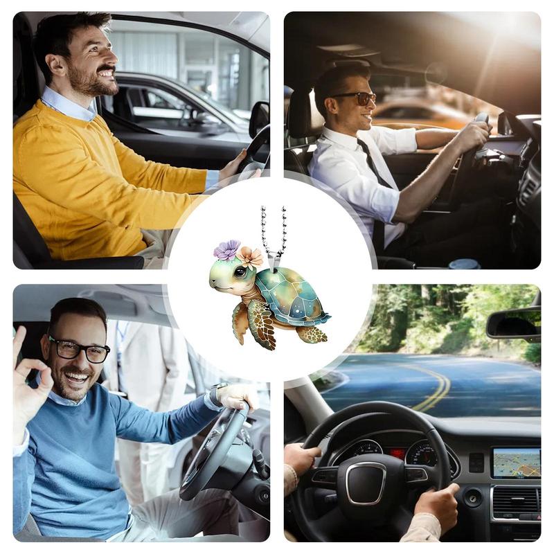 Автомобильный кулон с черепахой, украшение для интерьера автомобиля, креативные аксессуары для интерьера автомобиля, 2D акриловый кулон-шарм, зеркало заднего вида, аксессуар для интерьера автомобиля