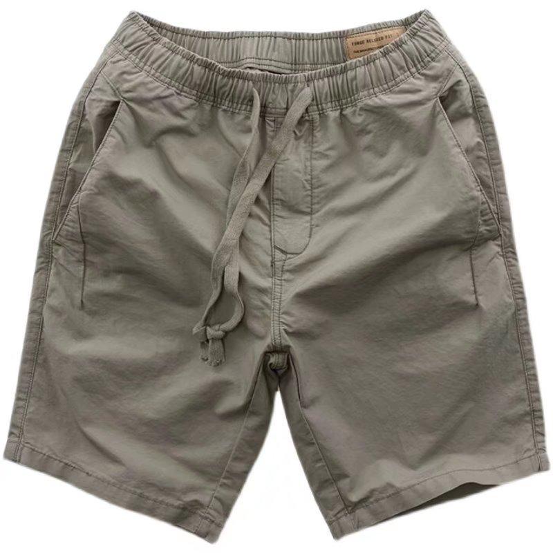 Мужские летние повседневные шорты 2022 года на резинке - однотонные, в корейском стиле, трендовые, со шнурком.