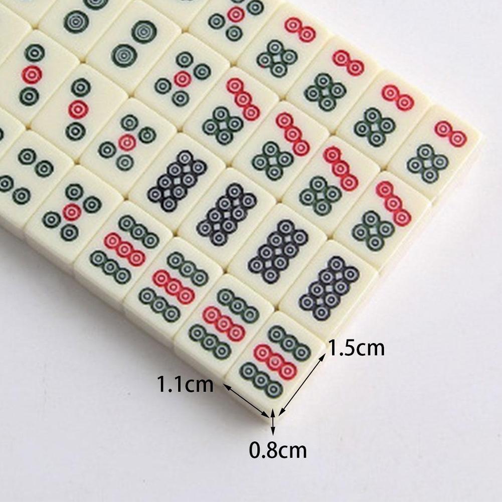 15mm Mahjong Game Set Mini Travel Mahjong Set Chinese Traditional Mahjong Games Mahjong Tiles Set for Travel Family Leisure Time