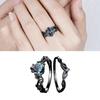 2pcs Set Aquamarine Gemstones Rings Comfortable Wear Finger Rings Stylish Jewelry for Weddings Anniversaries and Parties