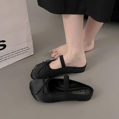 2024 Новые модные универсальные женские тапочки на плоской подошве с бантом, весенние и осенние замшевые женские туфли со шнуровкой