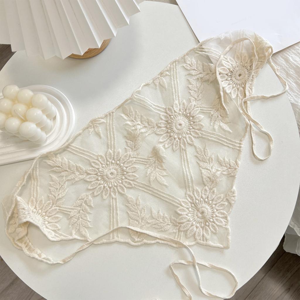 Elegant French Farm Style Lace Triangular Headscarf Stylish Scarf Head Wrap Korean Fashion Hair Band for Women and Girls