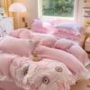 Princess Style Milk Velvet Lace 4-Piece Set: Embroidered Duvet Cover & Solid Color Bed Sheet