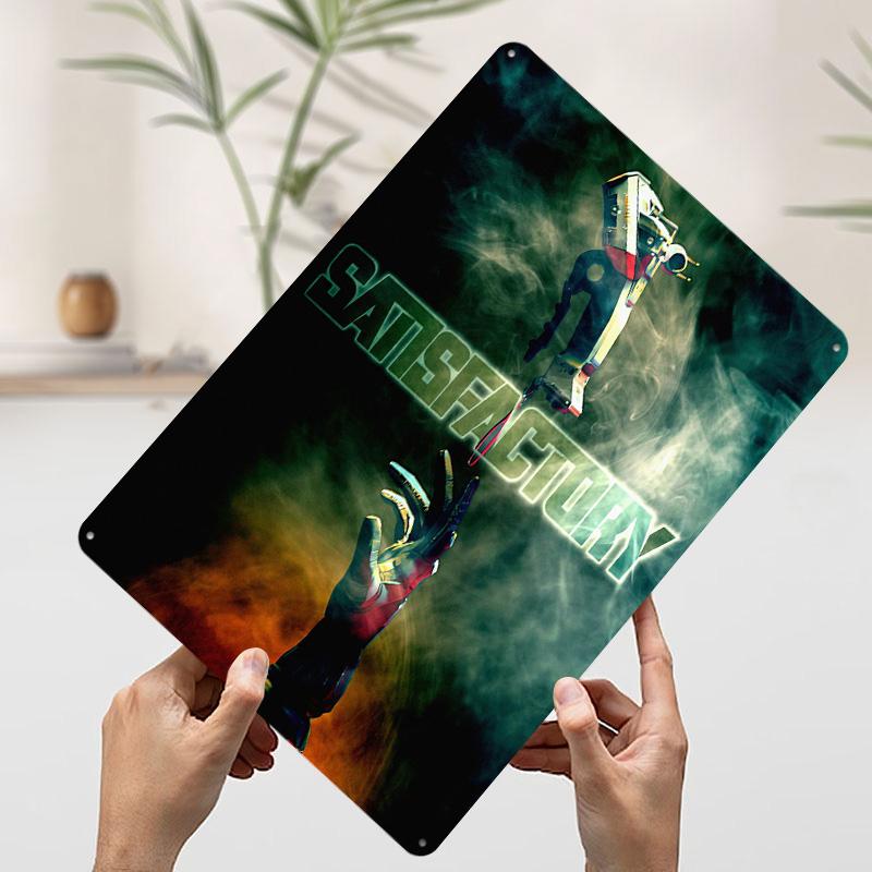 Satisfactory Game Metal Poster Customized Wall Art Retro Vintage Tinplate Signs for Man Cave Bedroom Decoration Gaming House