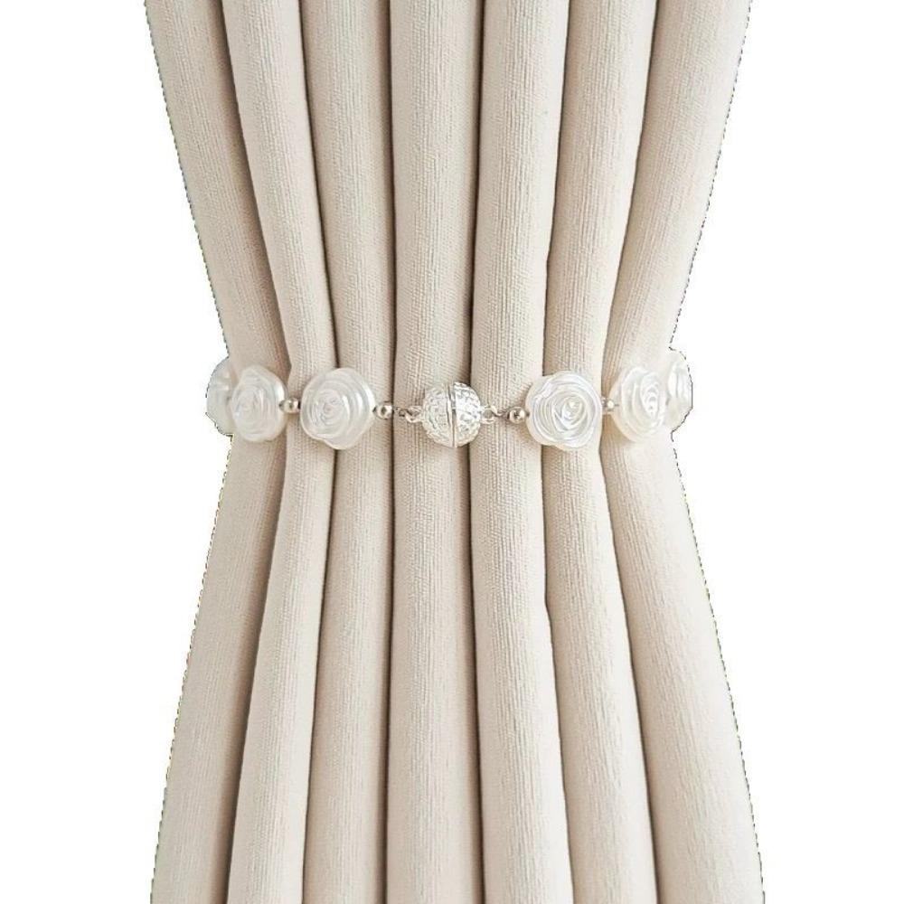 2Pcs Rose Flower Shape Curtain Tieback Shell Shape Magnetic Buckle Window Curtain Buckles Gold Silver Curtain Rope Holders