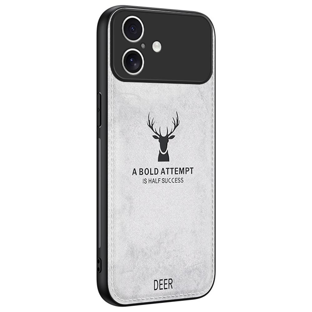 For iPhone 17 Case Deer Pattern Cloth Texture PU + PC + TPU Phone Cover